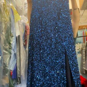 Strapless Camille La Vie Pattern Sequin Blue Dress